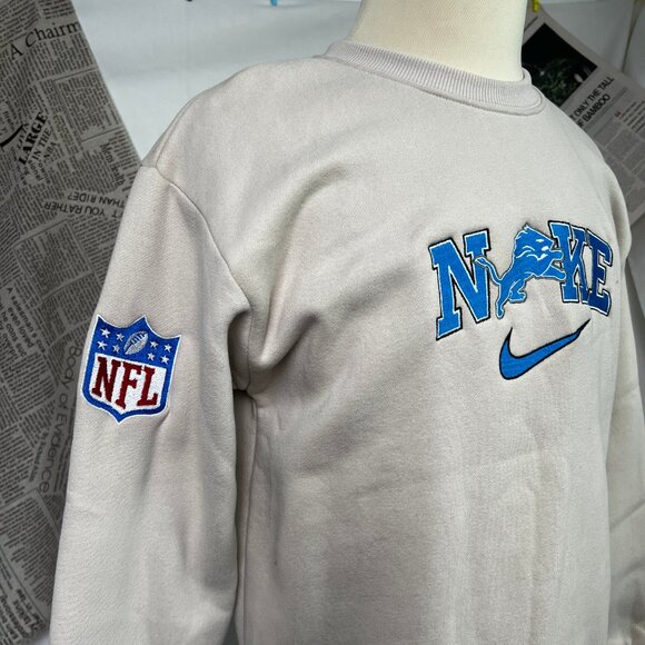 Embroidered crewneck Detroit football sweatshirt — Beige cotton-lined sweatshirt - Picture 3 of 5